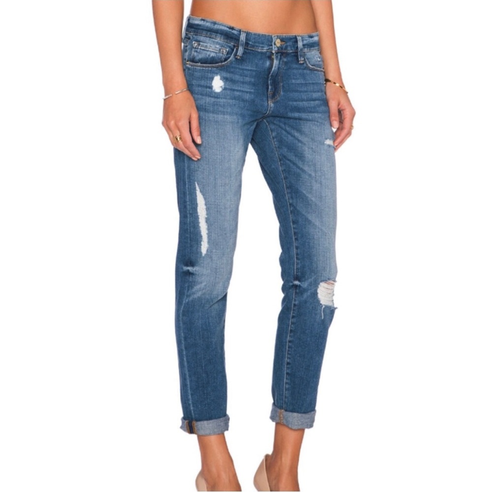 FRAME DENIM Le Garcon Distressed Mid-rise Boyfriend Jeans